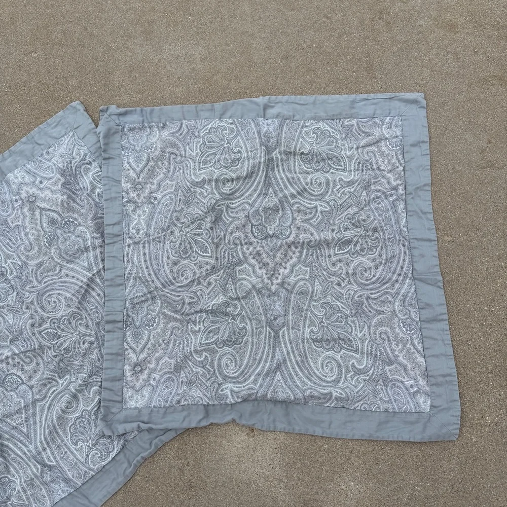 Restoration Hardware Blue Paisley European Cotton Pillow Shams (2)